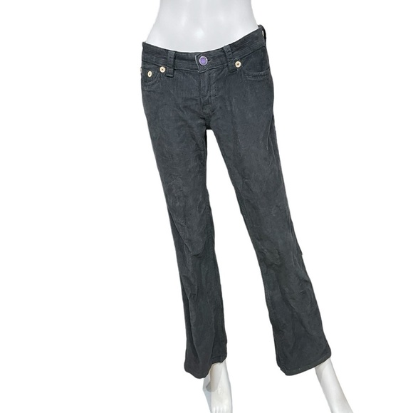 Bebe Charcoal Gray Corduroy Pants Rhinestone - Picture 2 of 12